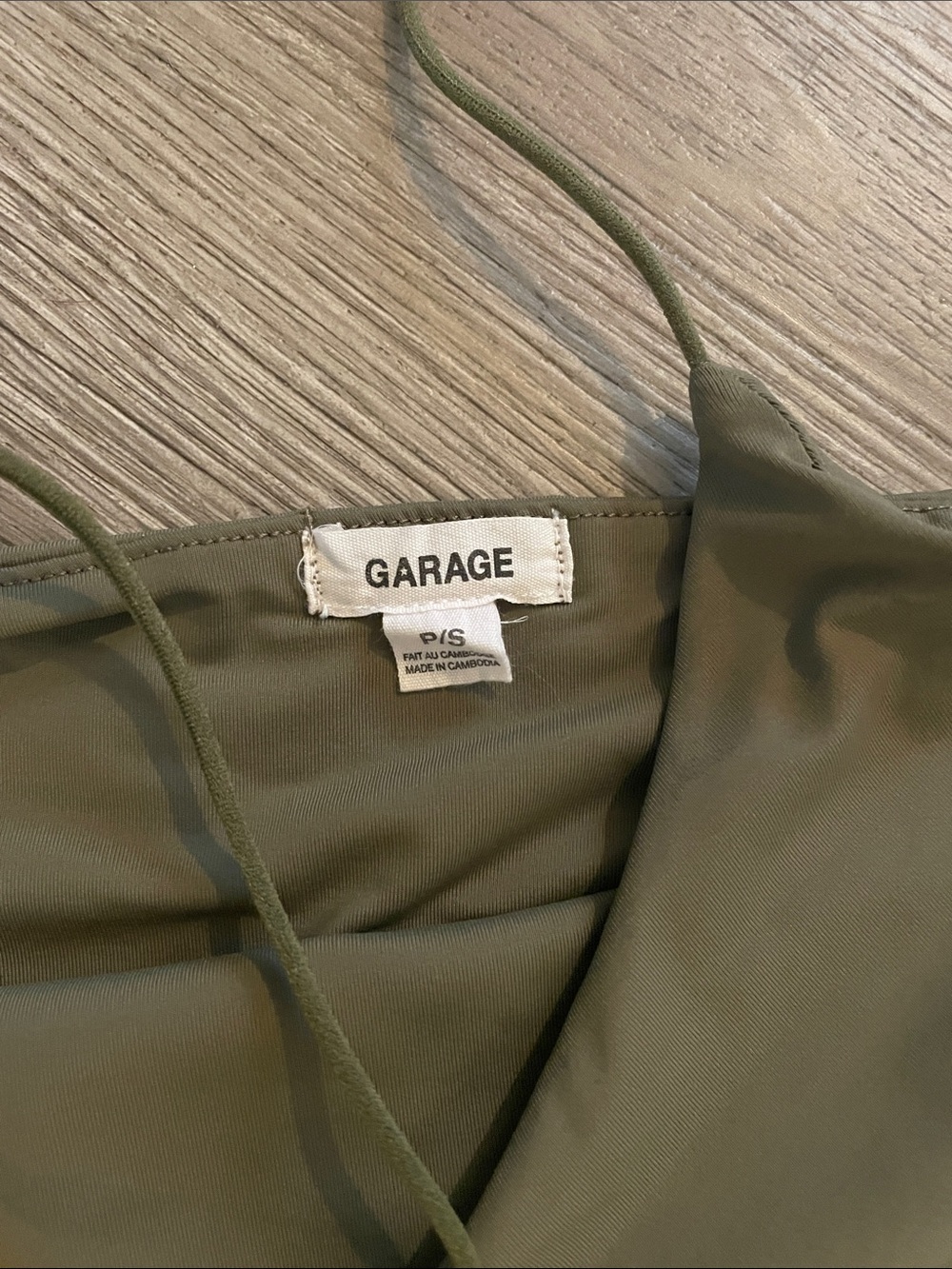 Garage Olive Green Spaghetti Strap Mini Dress - Picture 2 of 3